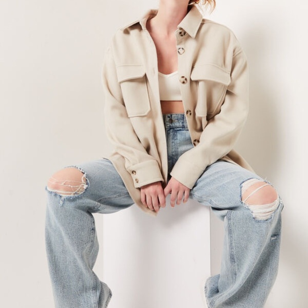 Aritzia Dupe | Ardene Oversized Beige Shacket